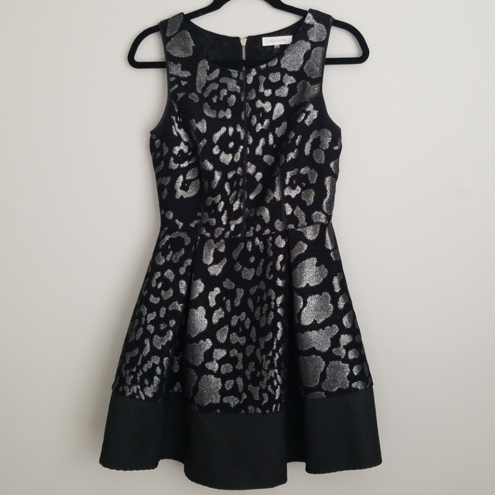 Silver Metallic Leopard/floral Print Dress
